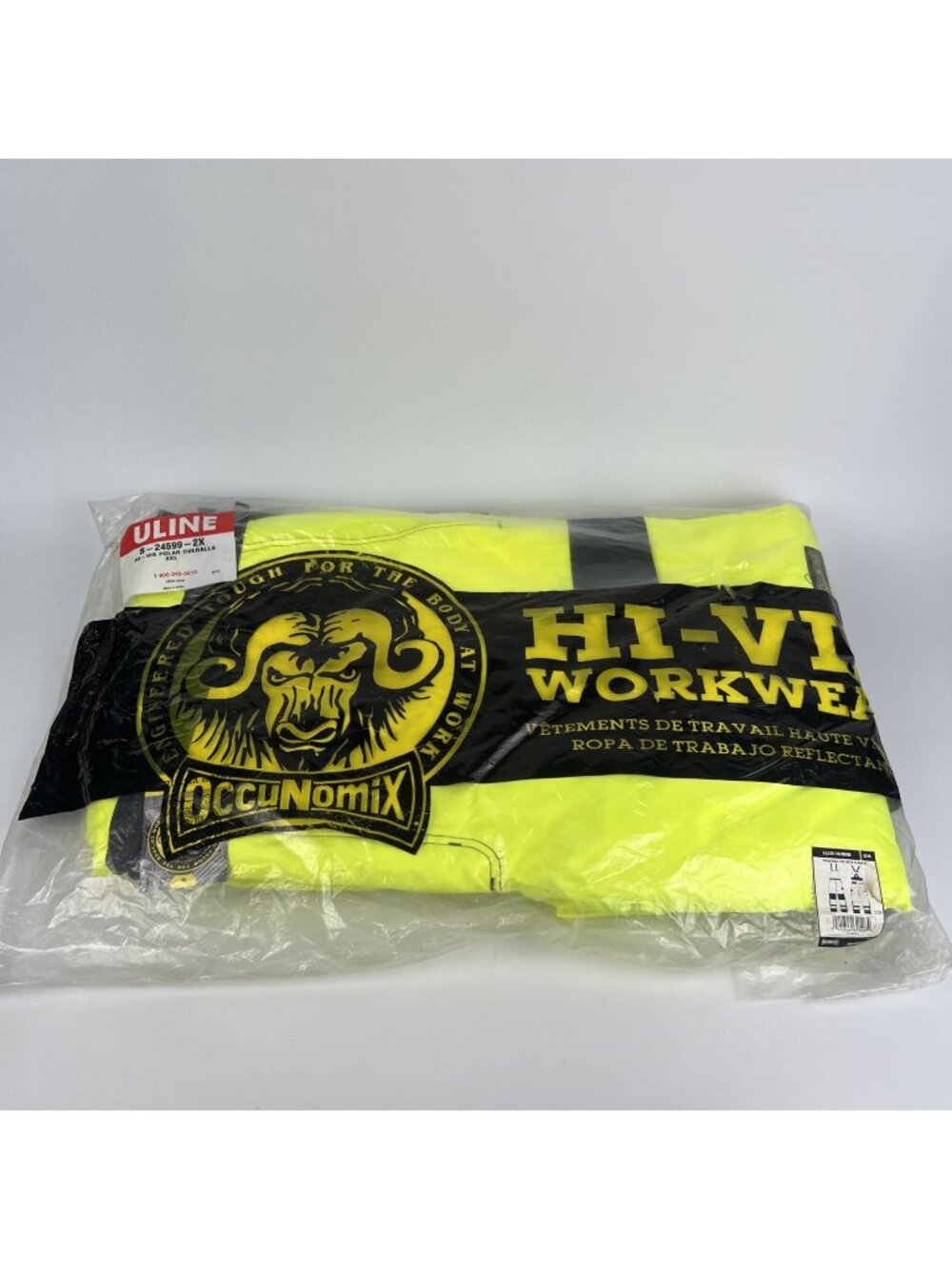 OccuNomix Hi Vis Waterproof Bib Pants 2XL Yellow Reflective NWT